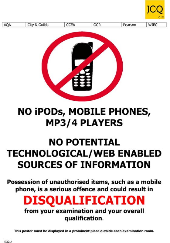 Mobile Phones and Exams Poster